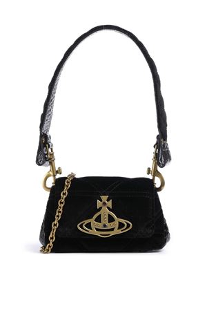 Hazel shoulder bag black quilted velvet VIVIENNE WESTWOOD | 4603000CWW00ZSN401